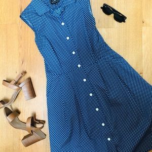 Blue polka dot shirt dress size 8